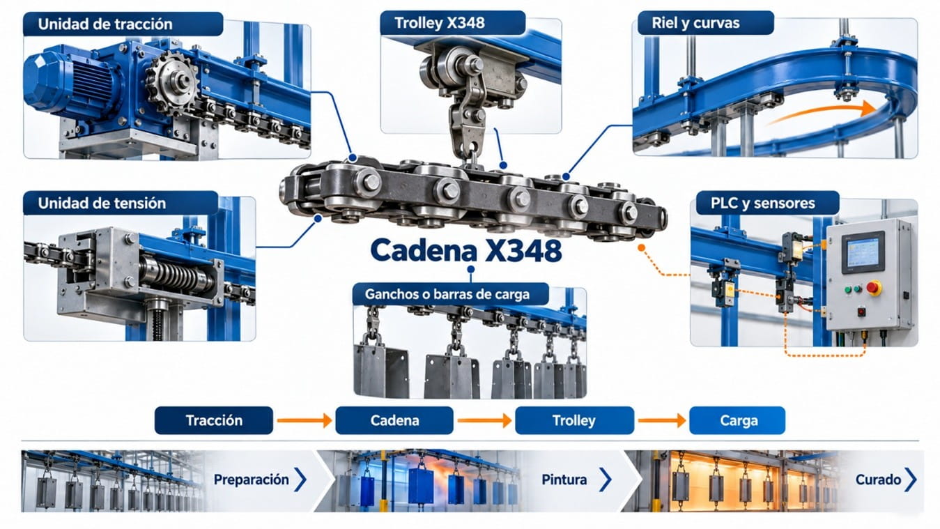 aplicaciones de cadena x348